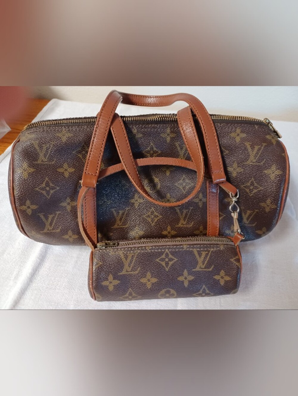 Auth Louis Vuitton Papillion w/pouch handbag purse Exc Vintage - Picture 1 of 10